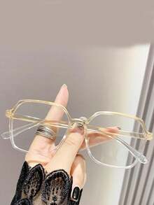 1 Stück asymmetrische verlaufsfarbige Brillenfassung und modisches klares Brillen-Accessoire - Transparentes und antiblaues Licht - Übersicht 13