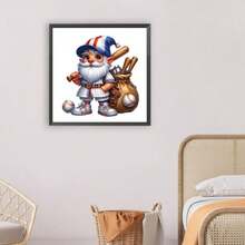 大尺寸棒球鬼DIY 5D鑽石畫套裝，全圓形寶石牆藝裝飾，家庭禮物 - 軍綠色 - 查看 3