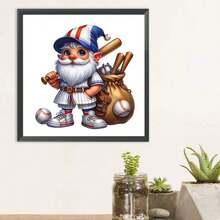 大尺寸棒球鬼DIY 5D鑽石畫套裝，全圓形寶石牆藝裝飾，家庭禮物 - 軍綠色 - 查看 4