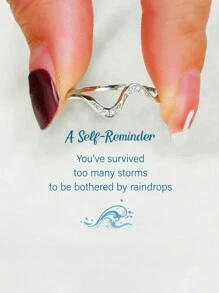 1pc Sterling Silver Ebb And Flow Minimalist Wave Ring For Women Fine Ladies Jewelery Gift Women's Fashion Accessories Premium Water Ripple