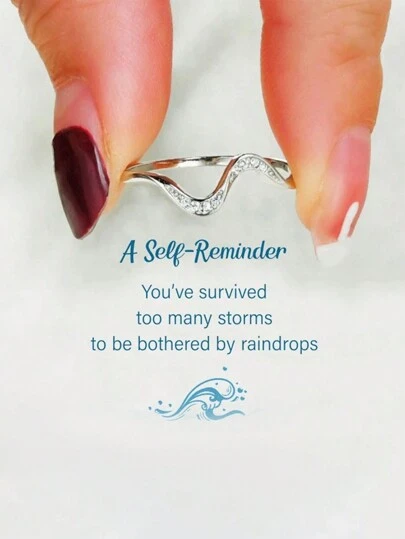 1pc Sterling Silver Ebb And Flow Minimalist Wave Ring For Women Fine Ladies Jewelry Gift Women's Fashion Accessories Premium Water Ripple