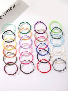 Set de 24 piezas de pulseras trenzadas de poliéster de colores, impermeables, de moda casual para mujer, para playa, vacaciones y uso diario