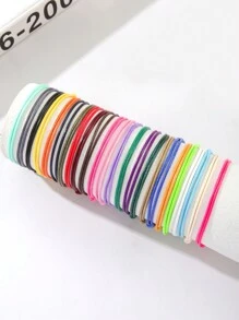 Set de 24 piezas de pulseras trenzadas de poliéster de colores, impermeables, de moda casual para mujer, para playa, vacaciones y uso diario