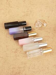 3pcs/6pcs/12pcs/18pcs 10ml Square Glass Refillable Makeup Toner Perfume Small Sample Transparent Fine Mist Spray Bottle, Black/Amber, With Funnel Atomizer, Rose Gold/Purple/Pink