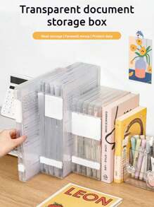 1 件裝透明小 A5 尺寸文件收納盒,帶扣鎖,防水防塵,適合存放家庭文件和學生/辦公用品 - 無色 - 查看 6