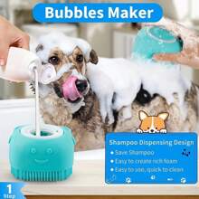 Bath Brush Scrubber Soft Silicone Pet Shower Grooming Shampoo Massage Dispenser For Short Long Haired Dogs And Cats