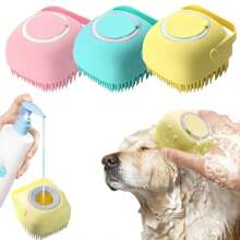 Bath Brush Scrubber Soft Silicone Pet Shower Grooming Shampoo Massage Dispenser For Short Long Haired Dogs And Cats