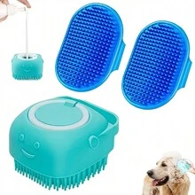 Bath Brush Scrubber Soft Silicone Pet Shower Grooming Shampoo Massage Dispenser For Short Long Haired Dogs And Cats