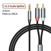 Cable de audio Toocki de 3.5 mm a 2 RCA, adaptador divisor de 3.5 mm macho a 2 RCA macho, compatible con TV, computadora, amplificador, teatro en casa, DVD, altavoces - Gris - Ver 6