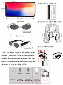 Retro Classic Oval Gold Frame , Fashion Eyewear With Bamboo Temples, Women's Beach Accessory, Essential For Summer Beach Vacation & Outdoor Travel, Vintage Oval Frame, Suitable For Outings And Back To School Season