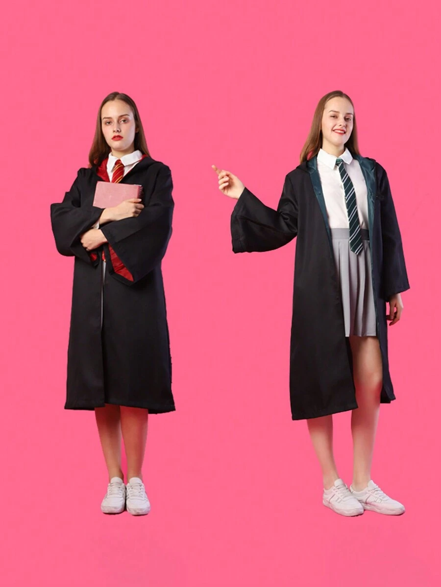 1pc Halloween Magic Robe Magic College Style Hooded Cloak Wizard Cosplay Costume Prop