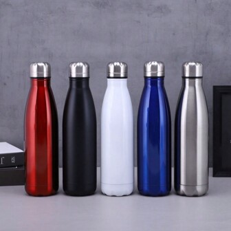 1pc Insulated Water Bottle 500ML/16.9oz, Vacuum Cola Shaped Stainless Steel Water Bottle, Unisex Outdoor Sport Travel , Double Layer Back To School