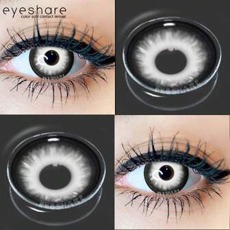 EYESHARE 1 par svarta vita ögonfärgade cosplay kontaktlinser ögonlinser smink årligen engångs 14,2 mm halloween kostym cosplay