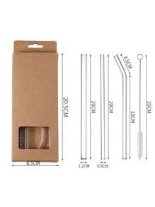 1pc 400ml Clear Straw Bottle, Modern Glass Coffee Cup For Home, Office, Water Bottle