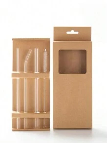 1pc 400ml Clear Straw Bottle, Modern Glass Coffee Cup For Home, Office, Water Bottle