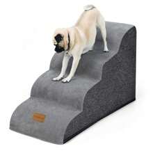 1pc Dog Stairs For Small Dogs, High Density Foam Pet Stairs, Washable Cover And Non-Slip Base, Dog Steps Ladder Perfect For Injured/Older Dogs, Pet With Joint Pain - Grey - View 13