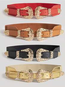 1 chiếc thắt lưng da khóa đôi có khóa chốt rỗng, cạp chun, thích hợp để mặc hàng ngày, thắt lưng định hình eo Halloween cho nữ, phụ kiện thắt lưng corset cho quý cô mặc váy, phong cách cao bồi miền Tây, nữ cao bồi, đồng quê, thắt lưng corset cổ điển cho nữ mặc váy, thắt lưng định hình eo, làm thon eo và kiểm soát bụng - thắt lưng - Xem 1