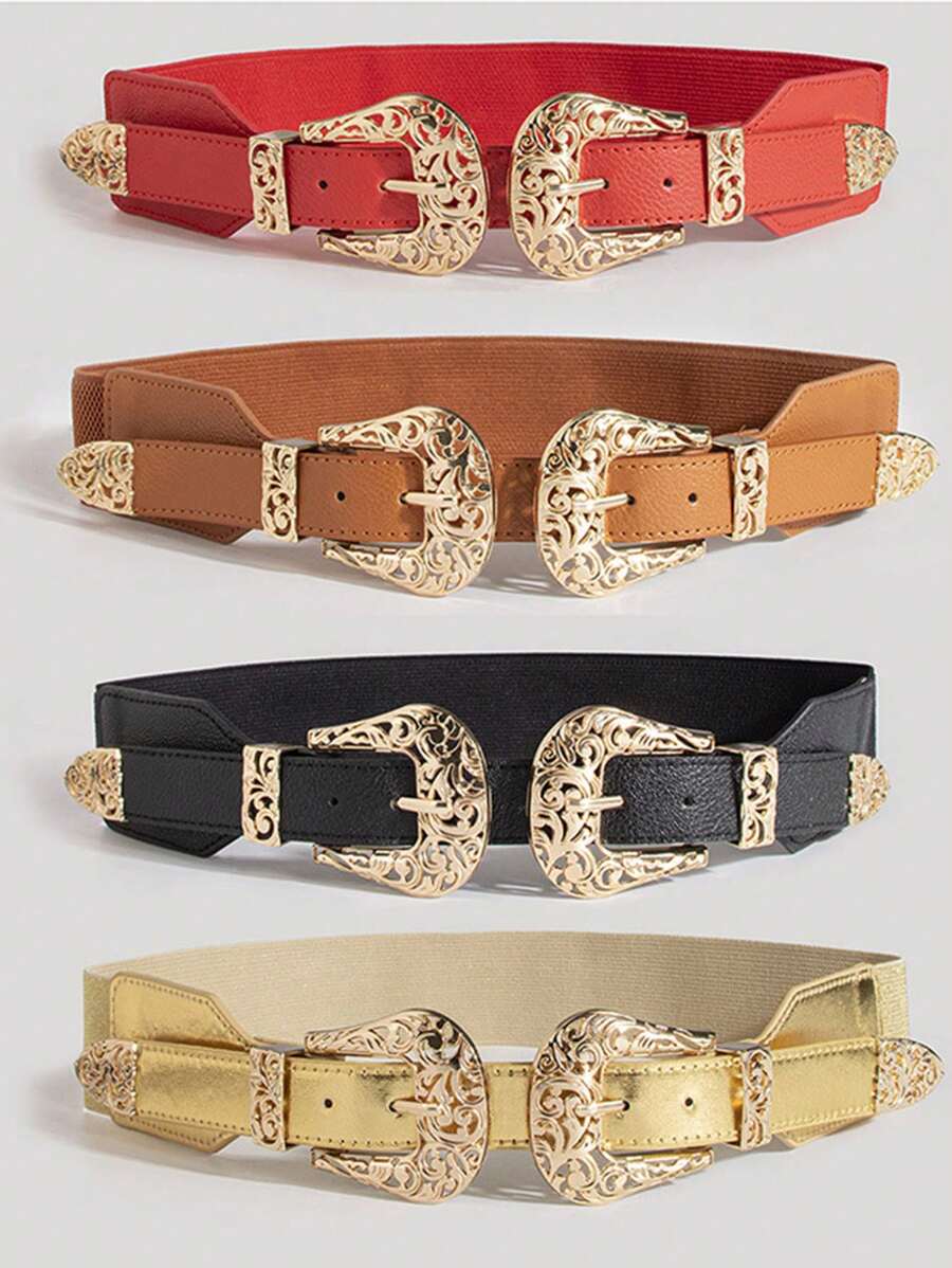 1 chiếc thắt lưng da khóa đôi có khóa chốt rỗng, cạp chun, thích hợp để mặc hàng ngày, thắt lưng định hình eo Halloween cho nữ, phụ kiện thắt lưng corset cho quý cô mặc váy, phong cách cao bồi miền Tây, nữ cao bồi, đồng quê, thắt lưng corset cổ điển cho nữ mặc váy, thắt lưng định hình eo, làm thon eo và kiểm soát bụng - thắt lưng - Xem 1