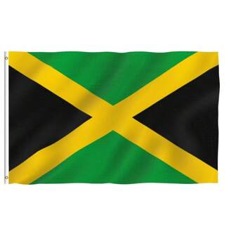 3x5 Ft jamaicansk flagga, polyestermaterial, jamaicas nationella flaggor med genomgång, hem och trädgård bannerflaggor