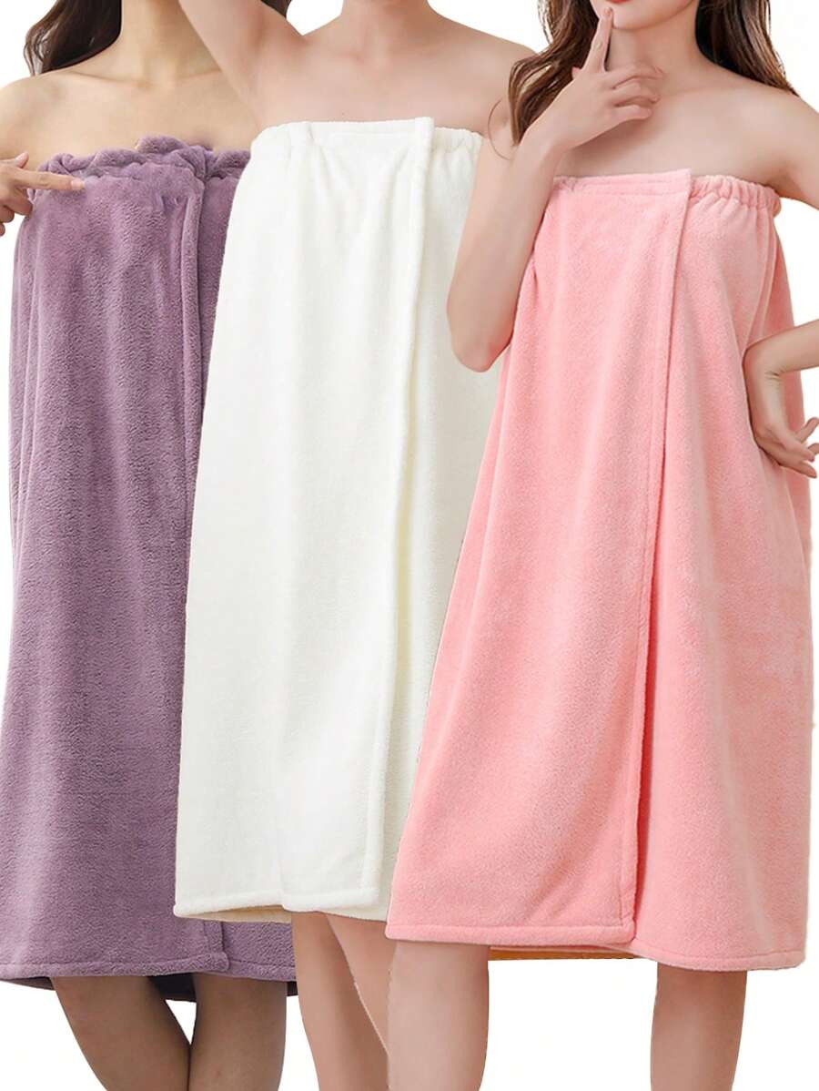 1pc Coral Fleece Bathrobe, Super Soft, Absorbent, Quick-Drying, Skin-Friendly, Comfortable, Great For Home, Bathroom, Spa, Sauna, Daily Use, Showering Home Bathroom Decor Fall Decor Back To School For Beauty Salon Home Bathroom Shower Towels For Beauty Salon, Hotel Sports,Home Essentials, Towel, Skin Care Bath Towel Sheet - Multicolor - View 1