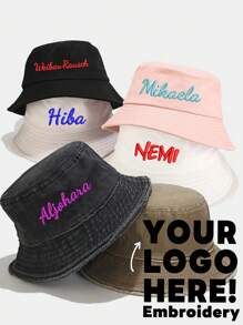 Mũ tai bèo thêu logo và chữ theo yêu cầu (tùy chỉnh), kiểu dáng retro, đa năng, phù hợp cho cả nam và nữ, thích hợp cho sinh hoạt hàng ngày và du lịch. - Tùy chỉnh thêu văn bản - Xem 11