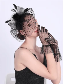 3pcs/Set Fascinators Hats And Lace Gloves Set For Women Fancy Tea Party Hats 2024 Elegant 1950s Kentucky Derby Hats Hair Clip For Bride Wedding Party Birdcage Veil Headband 1920s Headpiece For Horse Race Vintage Bridgerton Fedora Beret Hats 50s Outfit Church Hats Black Veil For Funeral 1940s Dresses Victorian Hat Pillbox Hats Lolita Accessories For Women Girl Birthday Mother's Day Halloween Christmas Gift