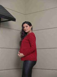 Women Cardigans - 酒紅色 - 查看 4