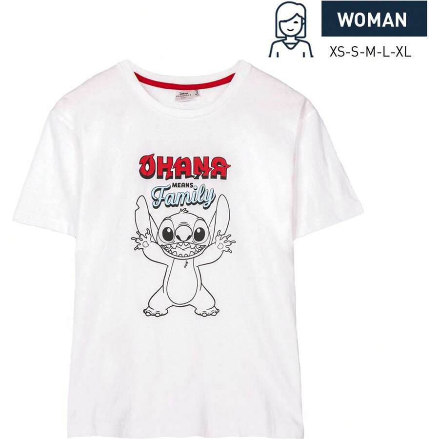 Lilo Y Stitch SINGLE JERSEY STITCH WHITE SHORT T-SHIRT - Comfortable And Light Short T-Shirt - Ideal For Warm Days - Original Designs Casual Style - 彩色 - 查看 1