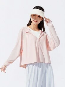 TECTOP Women UPF 200+ Sun Protection Jacket Hooded Cooling Shirt With Pockets Hiking Outdoor Performance - Baby Pink - View 7