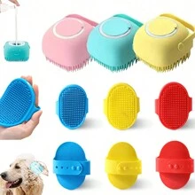 Bath Brush Scrubber Soft Silicone Pet Shower Grooming Shampoo Massage Dispenser For Short Long Haired Dogs And Cats