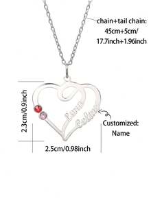 Personalized Double Gemstone Inlaid Double Name Necklace Customized Mother's Day Gift, Valentine's Day Gift, Birthday, Anniversary Gift, Graduation, Christmas, Gift For Friends And Classmates