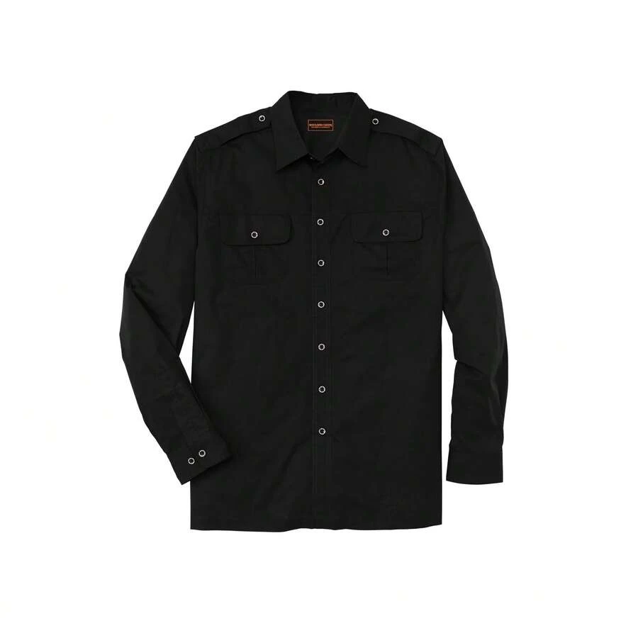 Boulder Creek By KingSize Men's Big & Tall Long Sleeve Pilot Shirt - 黑色 - 查看 1