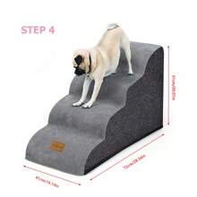 1pc Dog Stairs For Small Dogs, High Density Foam Pet Stairs, Washable Cover And Non-Slip Base, Dog Steps Ladder Perfect For Injured/Older Dogs, Pet With Joint Pain - Grey - View 10