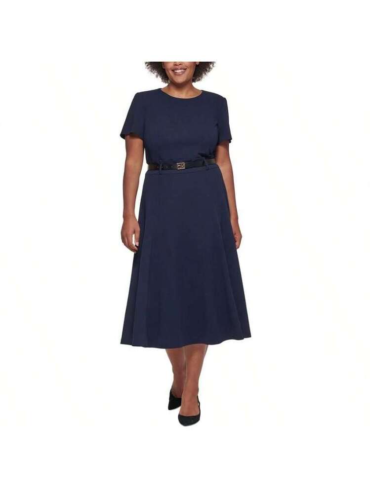 calvin klein women's belted a-line dress Plus Size Size:5-6 Y line silhouette CHAMPAGNE-ROSE best backless shapewear for