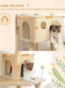 PAWZ Road Large Cat Tree With 2 Plush Condos, 162CM Multi-Level Cat Tower Scratching Post With Spacious Platforms & Hammock And Replaceable Hanging Balls In Gray