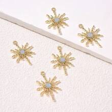 5pcs Gold Sunflower Shaped Pendants, Can Be Used For Earrings/Necklaces/Jewelry Making - Gold-powder - View 4