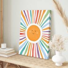 1幅水彩太阳海报,太阳主题游戏室装饰,水彩房间帆布画,房间墙面艺术,太阳主题墙面艺术,女孩房装饰,无框,现代帆布墙面艺术,房间海报,房间装饰,家居装饰,房间装饰美学,西式装饰,浴室客厅卧室办公室装饰 - 彩色 - 查看 5