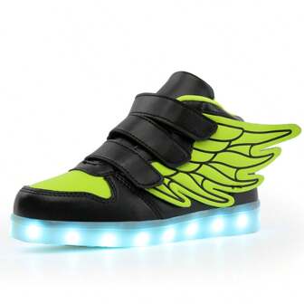 Children's Light-Up USB Charging Shoes, LED Winged Shoes, Cool Outdoor Sport Running Shoes, 10+ Light Modes, US Charging