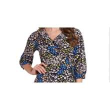 Riley & Rae Women's Ruffled Tie Floral 3/4 Sleeve Surplice Neckline Short Party Wrap Dress Blue Size 6