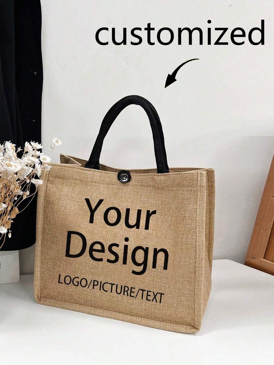 Tote Bag 33X37 Éléphant D'Or Thaï Restaurants Sac En Toile De Jute Bag De Coton Tissu Sac D'Achat Longues Poignées,Reutilisable,Sac Fourre Tout En Toile,Pliable Réutilisable Écologique