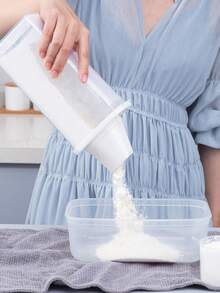 KIT 5 Potes De 1200ML Hermetico Com Tampa Medidora Para armazenamento De Alimentos - Transparente - Visão 6