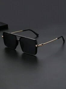 1pc Metal Frame Plastic Square Daily Casual Beach Holiday Tourism UV Protection Sunglasses For Men Sunglasses Sun Glasses Beach Accessories Sun Glasses Sunglasses Shades For Summer Beach Vacation,Outdoor,Travel - Multicolor - View 1