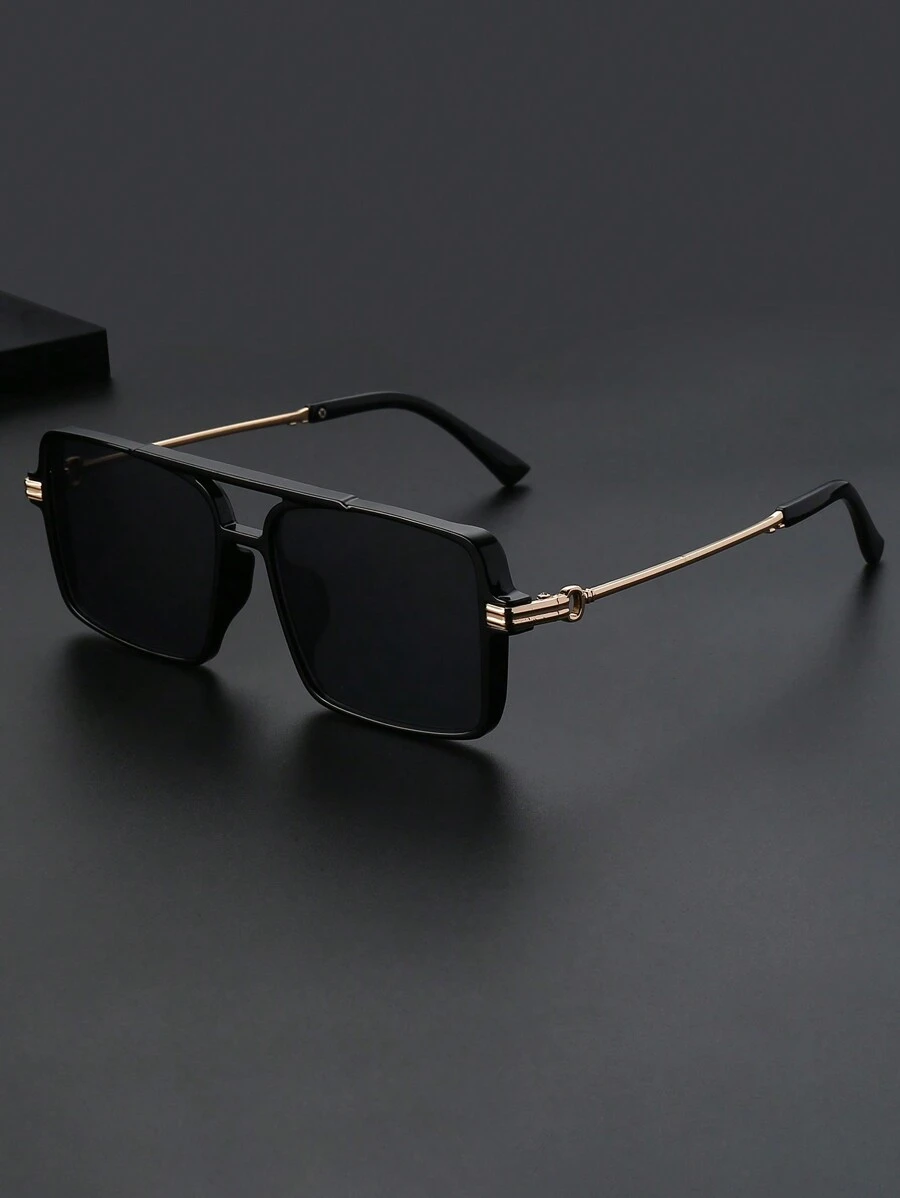 1pc Metal Frame Plastic Square Daily Casual Beach Holiday Tourism UV Protection Sunglasses For Men Sunglasses Sun Glasses Beach Accessories Sun Glasses Sunglasses Shades For Summer Beach Vacation,Outdoor,Travel - Multicolor - View 1