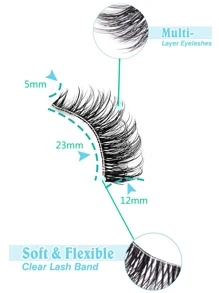 14pairs Natural Soft Reusable False Eyelashes For Daily And Party Makeup, Suitable For Cat-Eye And D-Curl Strip Lashes, Lashes, Eyelashes, Fake Lashes - Black - View 3