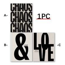 1pc,Retro Style Black And Beige Quote, Chill Home, Chaos, Textured Poster, Typography Canvas Painting, No Frame,Wall Art Gifts Birthday Graduation