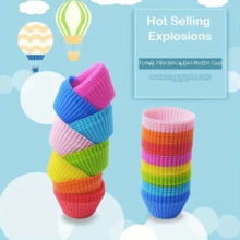 10PCS Silicone Cake Mold - Round Shaped Muffin Cupcake Baking Molds For DIY Cake Decorating And Kitchen Cooking - Bakeware Maker For Perfectly Shaped Cakes And Treats - Multicolor - View 2