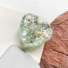 Heart Shaped Pop-Up Phone Grip Holder - Green - View 2