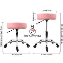 Heavy Duty Rolling Stool With Wheels Hydraulic Swivel Adjustable Rolling Stool Ergonomic Thick Leather Seat Stool Chair For Kitchen Drafting Lab Office Salon Message Stool - 粉色 - 查看 5