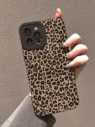 Apple Tortoise Shell Phone Case Leopard Print Animal Print Leopard-Print Black Shockproof TPU Phone Case Compatible With IPhone 15 14 13 12 11 XS XR X 7 8 Mini Plus Pro Max SE, Gifts For Both Men And Women