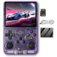 Byson Consola de juegos portátil R36S, pantalla de 3.5 pulgadas, sistema de emulador preinstalado, blanco, 64GB+128GB - Multicolor - Ver 2